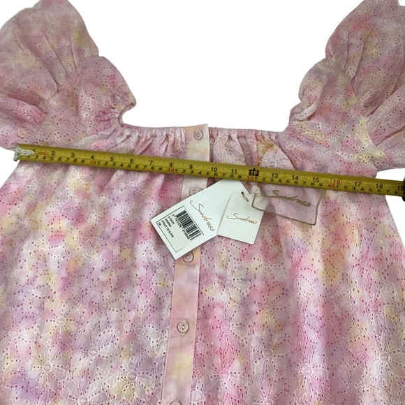 Sundress Sandra Eyelet Tie Dye Maxi Dress Off Shoulder Flutter Sleeve Pink OS - Picture 3 of 8